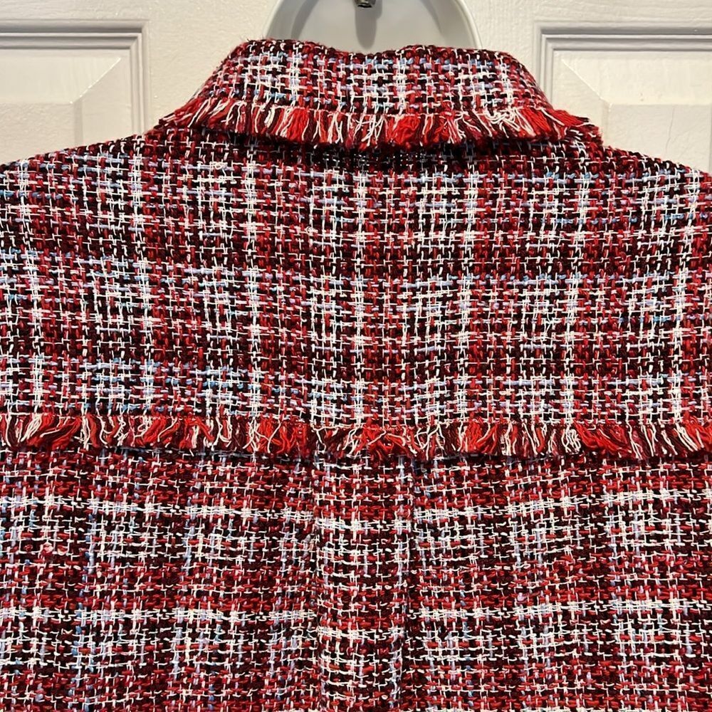 C&A Red Multicoloured Tweed European‎ Jacket Shacket Size EU 36 US M/L - Picture 10 of 16
